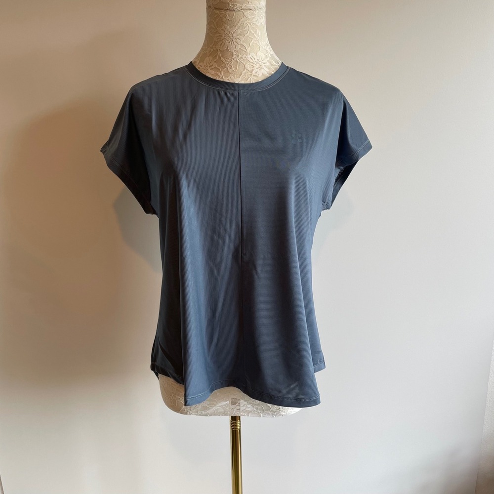 Craft‎ Sportswear Women's Blue Ribbed Quick Dry Athletic T-Shirt Size M Nwt